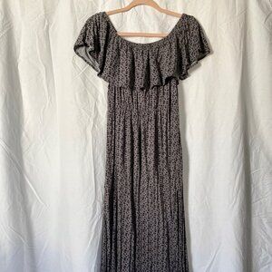 Long, soft, stretchy grey ruffle summer dress